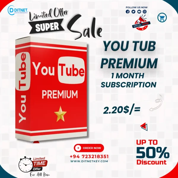 YouTube Premium 1 Month Subscription for .20 – Up to 50% Discount YouTube Premium 1 month subscription offer for $2.20 with up to 50% discount promotional banner